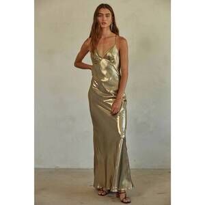 NEW BY TOGETHER the nicole liquid maxi dress in gold